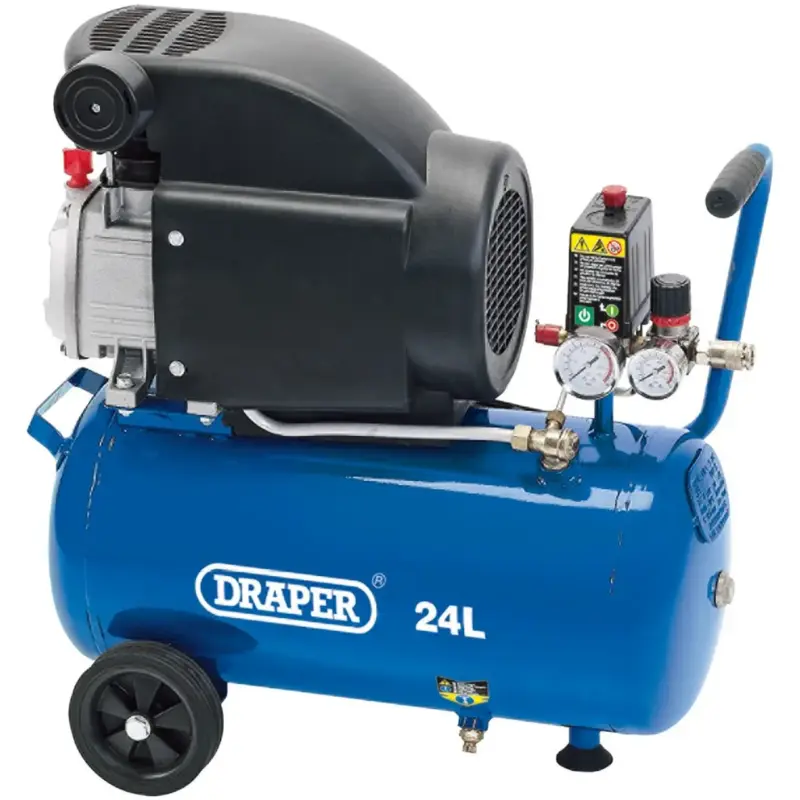 Een Draper compressor met 24 liter tank